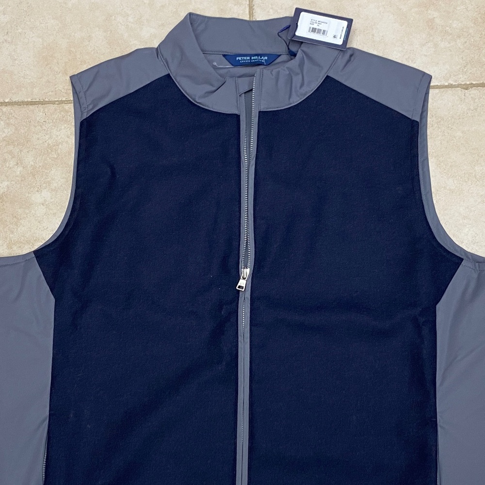Peter Millar Crown Crafted Cambridge Hybrid Vest Wool Navy Gray Mens Size XL